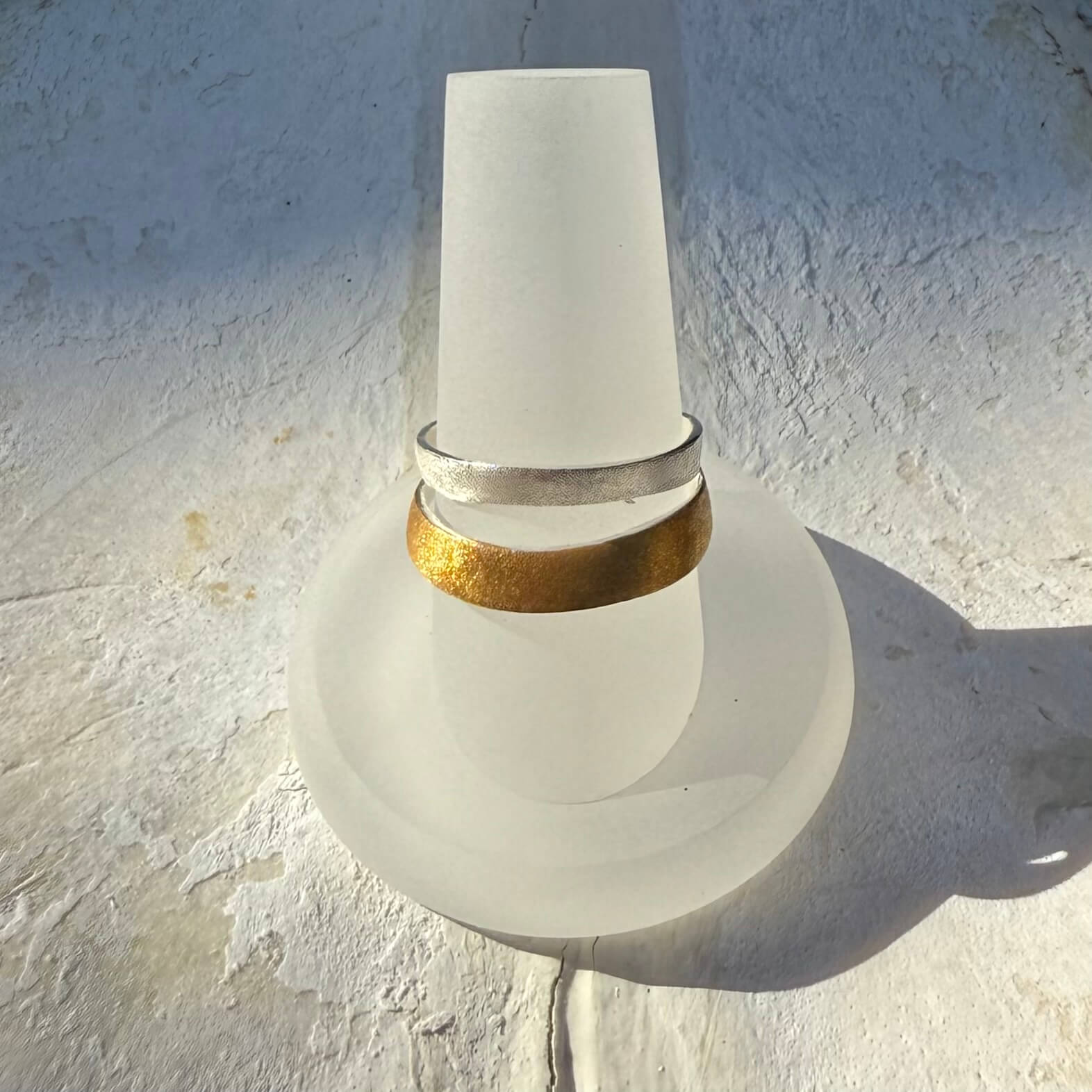 White wall sconce with duo tone ring