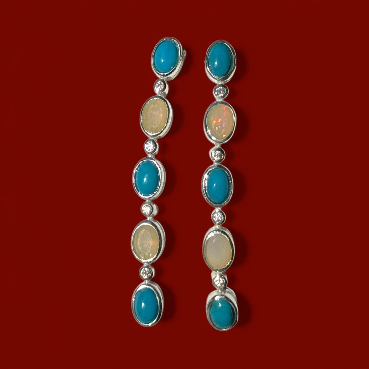 Turquoise + Opal Studs