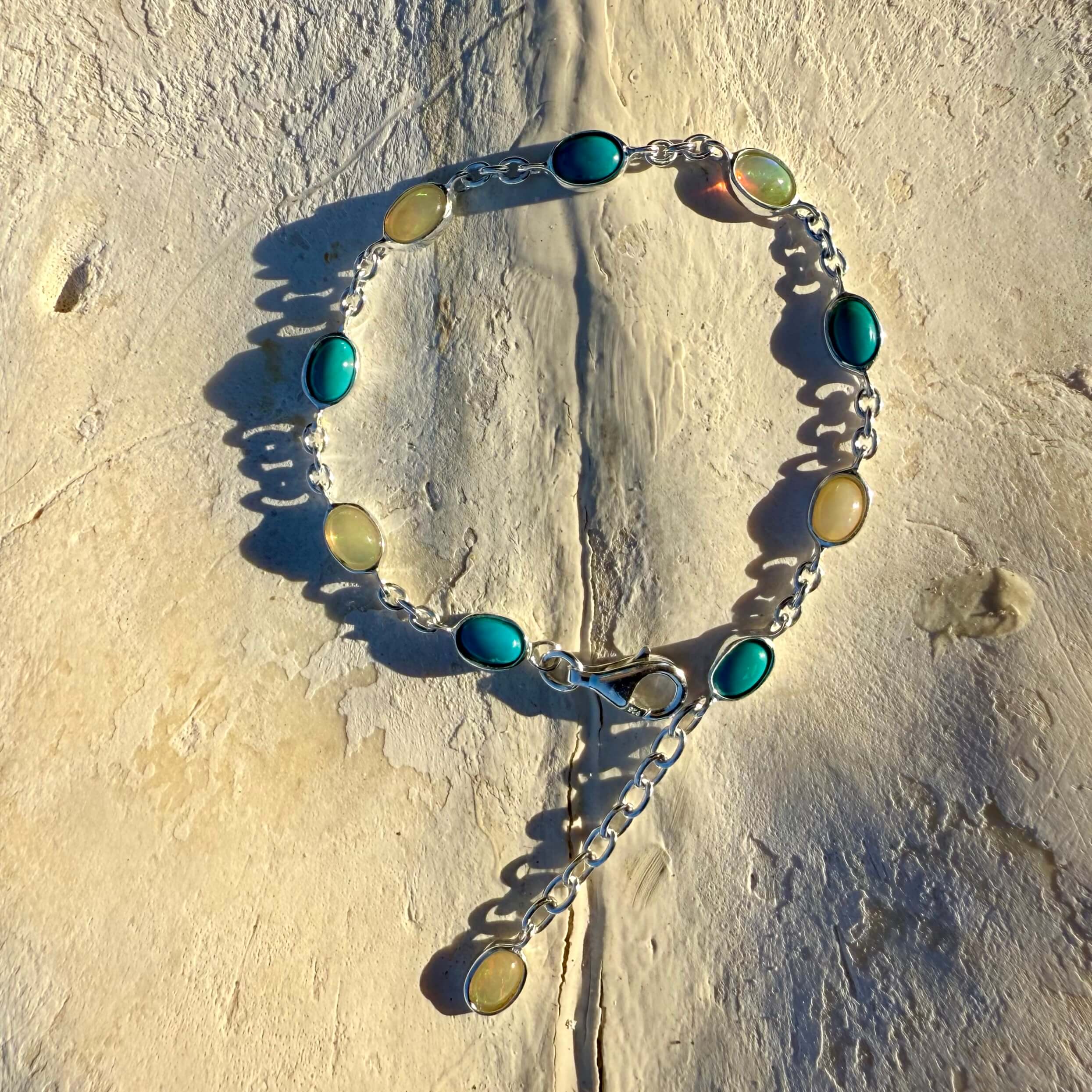 turquoise and opal stones bracelet